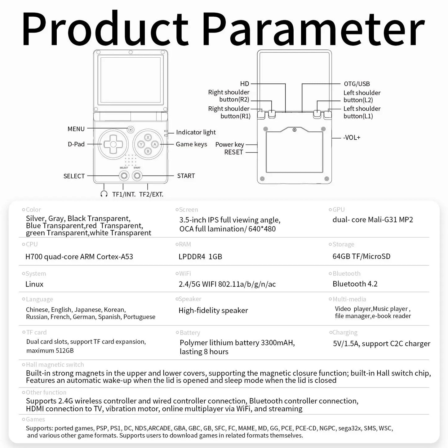 Flip Handheld 3.5 inch Gaming Console